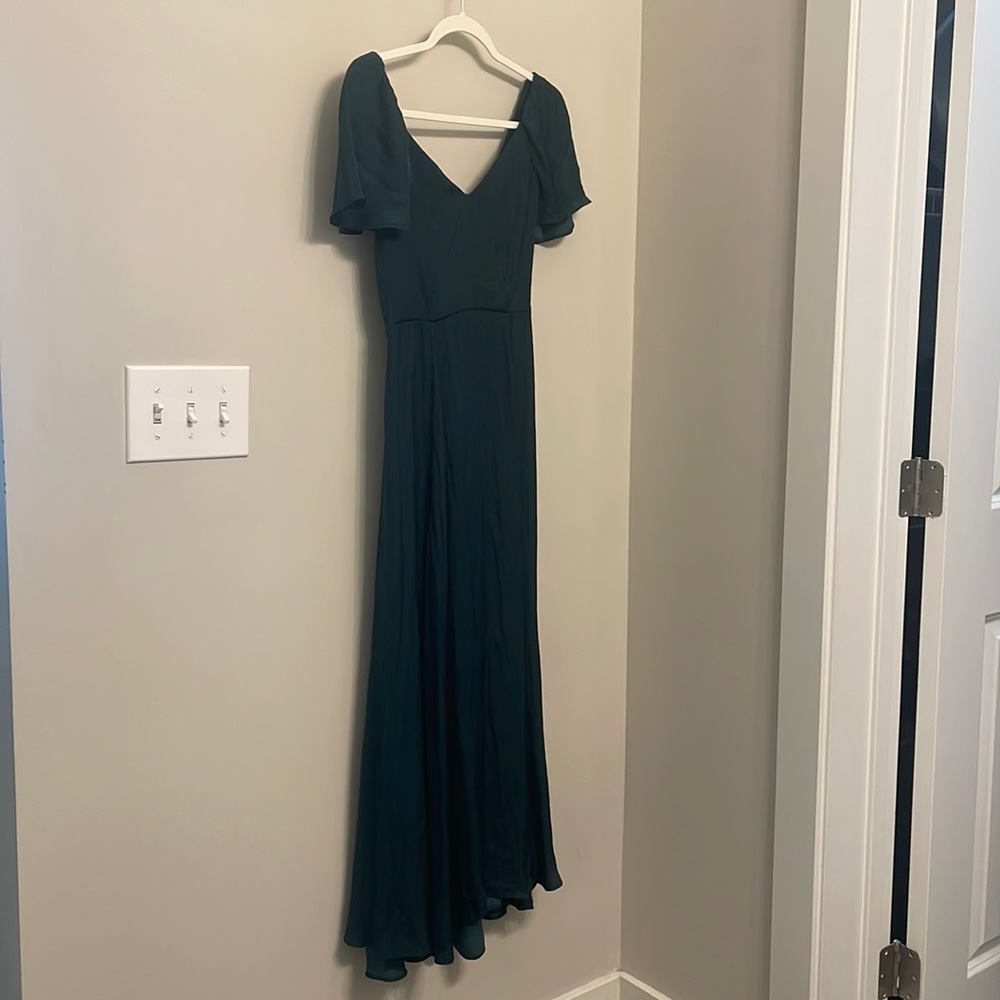 OYSHO Silky Batwing Forest Green Dress Size M